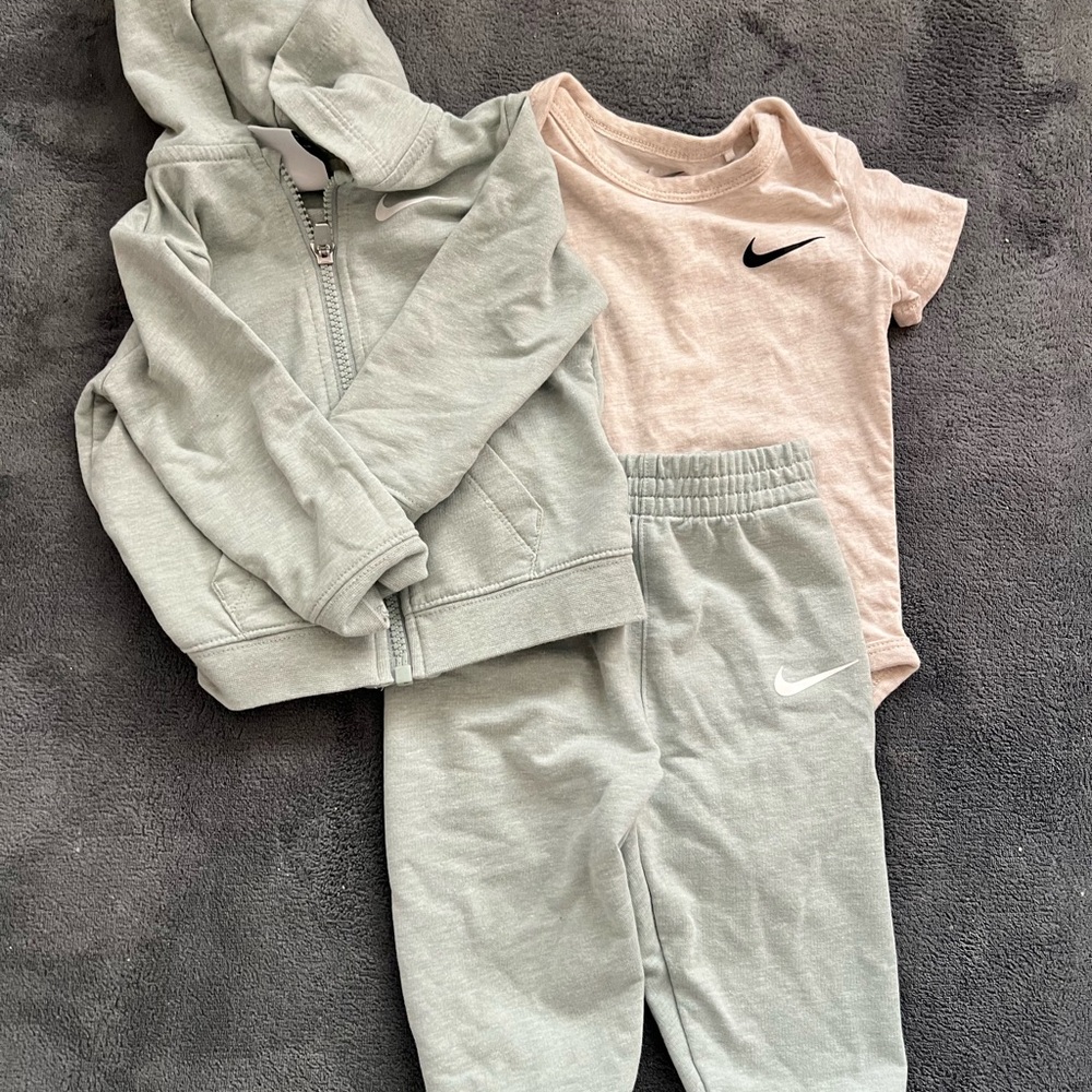 Nike Gray Tracksuit with Pink Onesie